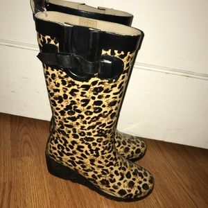 Leopard print rain boots